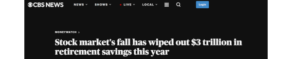 Stock Market's fall has wiped out $3 trillion in retirement savings this year